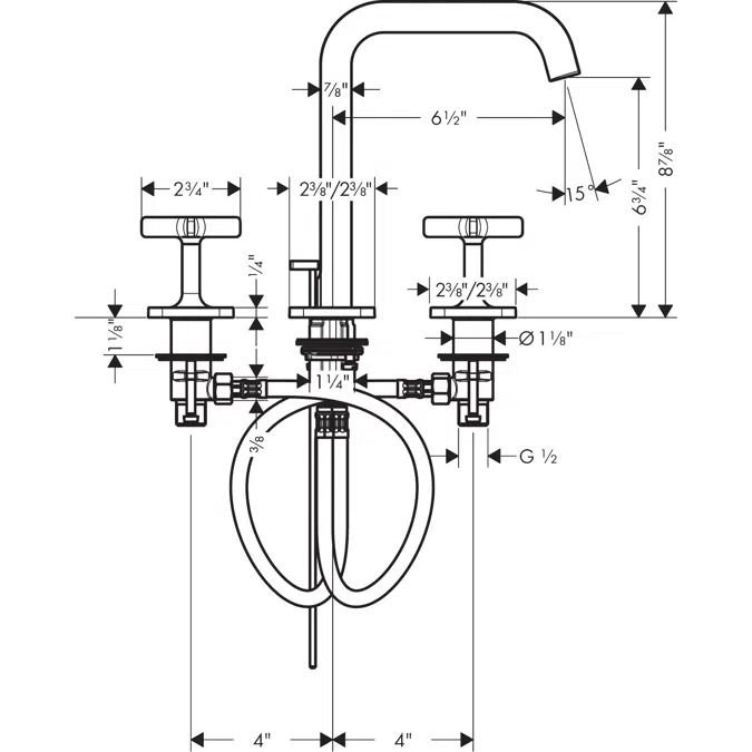 AXOR Citterio E 3-hole basin mixer 170 with escutcheons and pop-up waste set