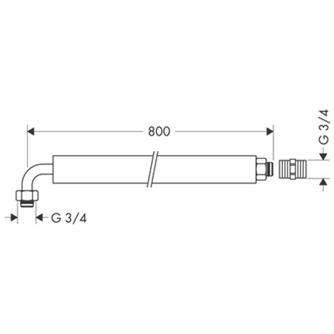 AXOR flexible hose 800mm w.angle section