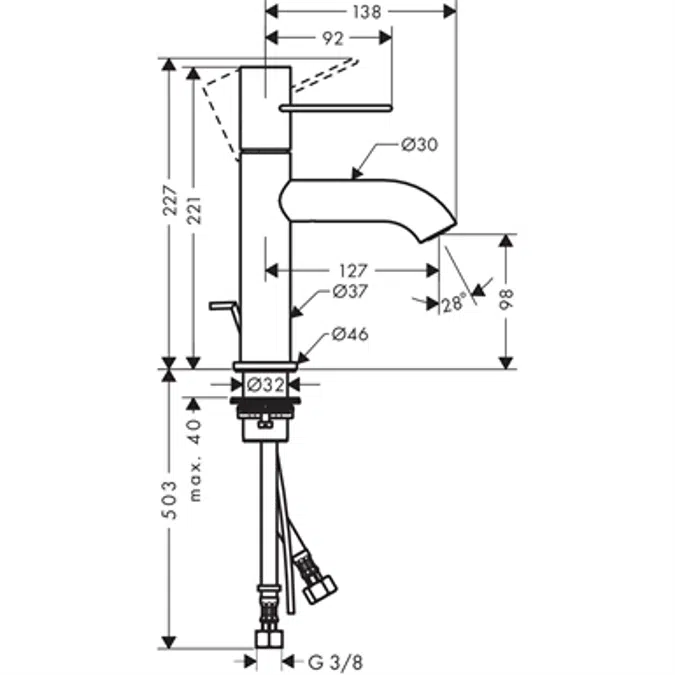 AXOR Uno basin mixer 100 w/ pull rod chr.