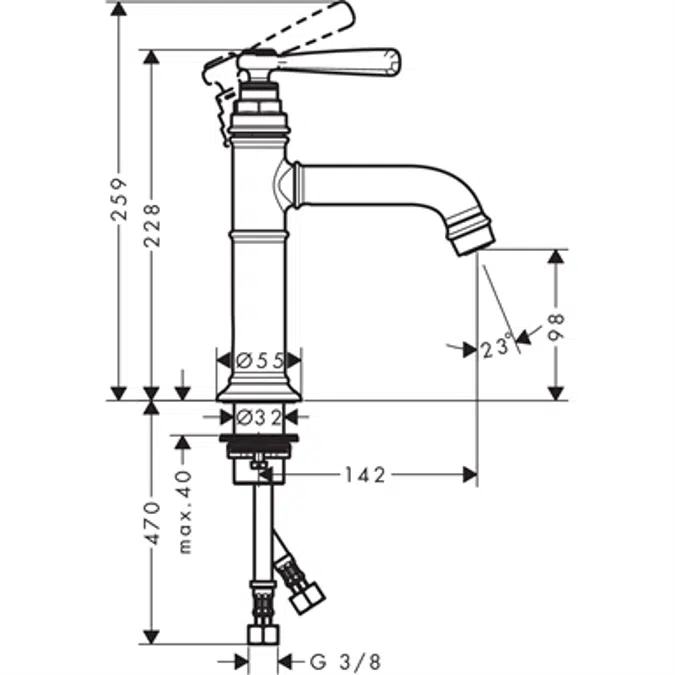 AXOR Montreux basin mixer 100 w/o pull chr