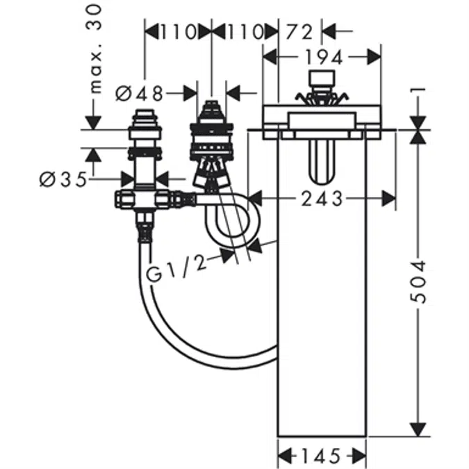 AXOR 3-hole bath mixer basic set rim sBox