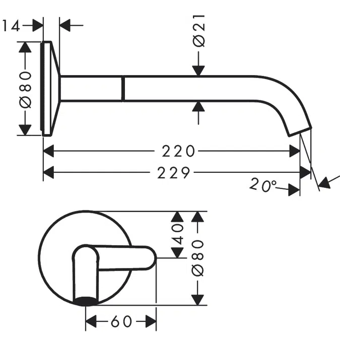 AXOR One Waschtischmischer Unterputz für Wandmontage Select mit Auslauf 220 mm 48112XXX