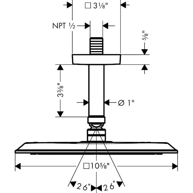28793USA AXOR Citterio C Overhead shower 270/270 1jet 2.5 GPM with ceiling connector
