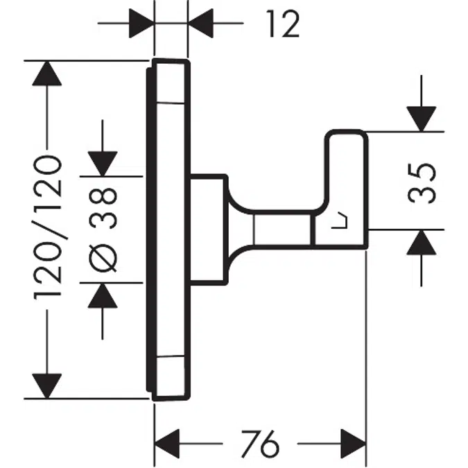 AXOR Citterio E Shut-off/ diverter valve Trio/ Quattro 120/120 for concealed installation