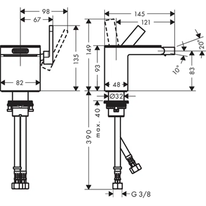 AXOR MyEdition Single lever bidet mixer with push-open waste set 47210600