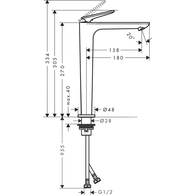 49050CHN AXOR Citterio C Single lever basin mixer 250 with CoolStart and waste set