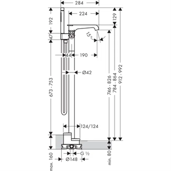 AXOR Citterio E bath mixer finish set chr.