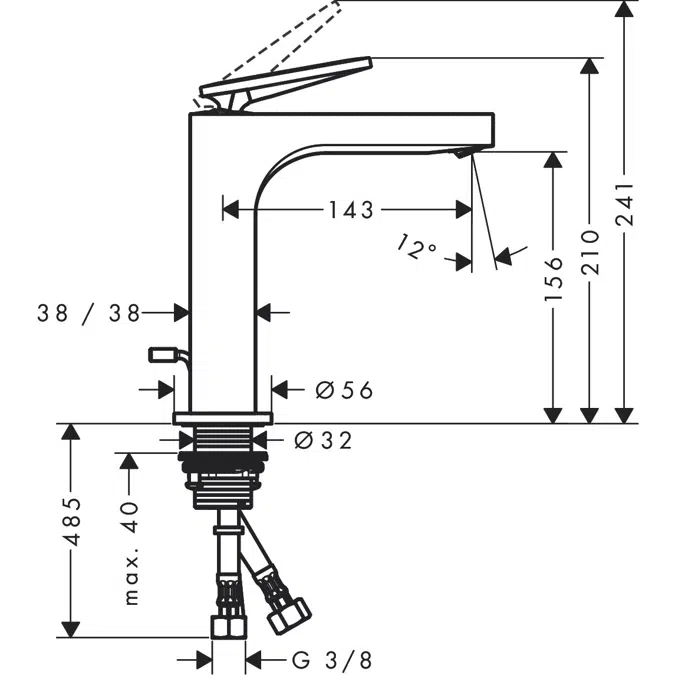 AXOR Citterio Single lever basin mixer 160 with lever handle and pop-up waste set - rhombic cut