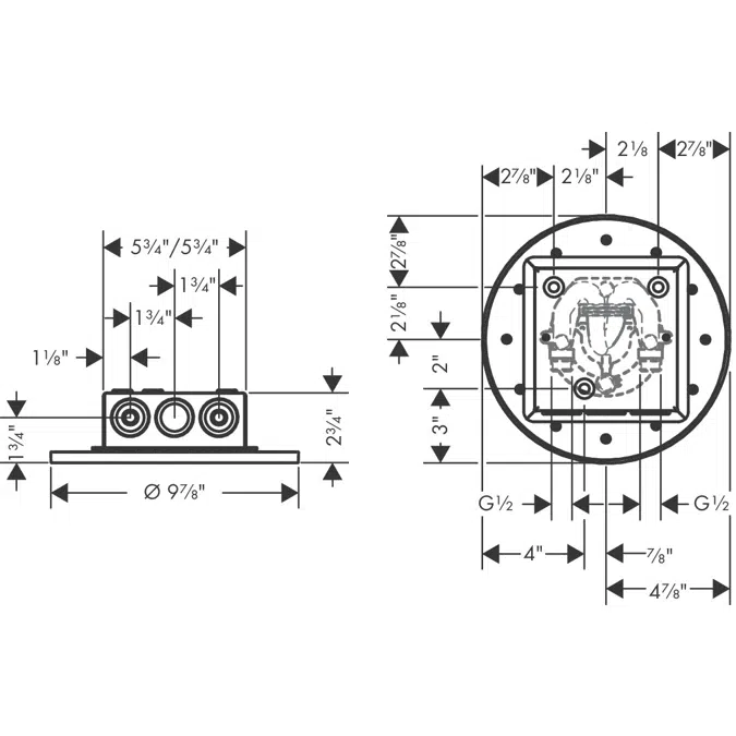 AXOR ShowerSolutions Overhead shower 250 2jet 1.75 GPM ceiling