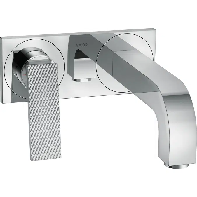 AXOR Citterio Single lever basin mixer for concealed installation wall-mounted with lever handle, spout 220 mm and plate - rhombic cut