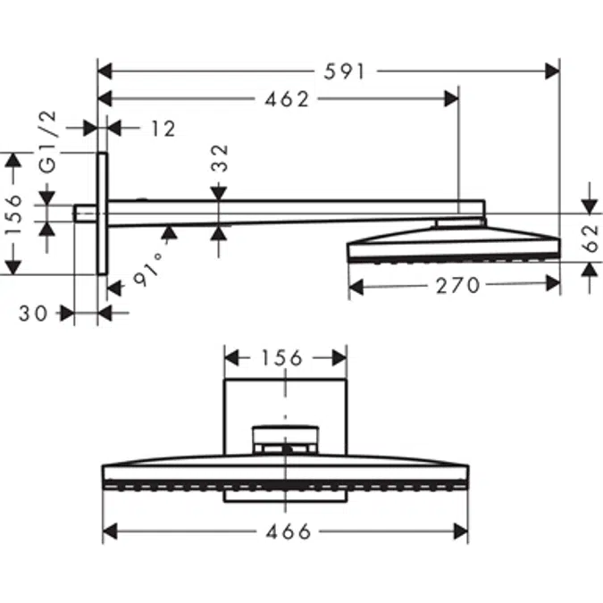 AXOR ShowerSolution 460 1jet wall square chrome