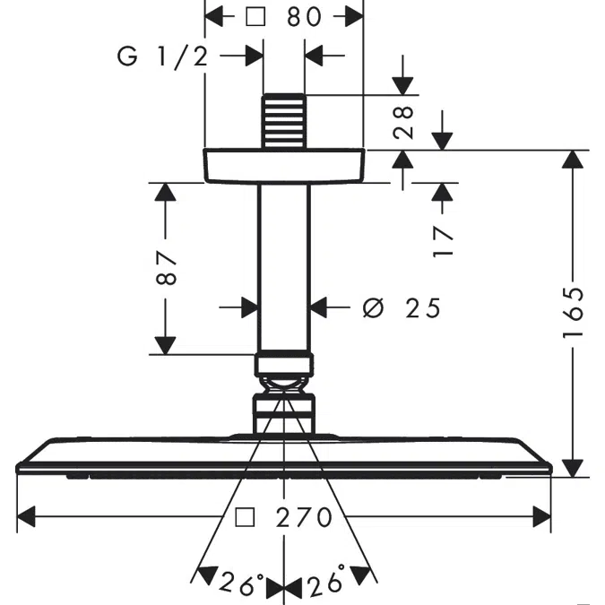 AXOR Citterio C Overhead shower 270/270 1jet with ceiling connector