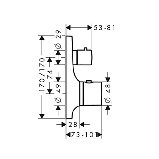 AXOR Massaud Thermostat for concealed installation with shut-off/ diverter valve