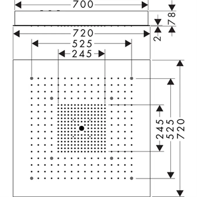 AXOR ShowerHeaven Starck 720x720mm w/o li.