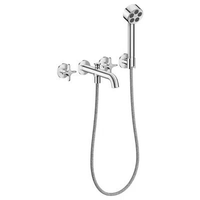 Image for 48443USA AXOR One 3-hole bath mixer for concealed installation wall-mounted with cross handles and hand shower