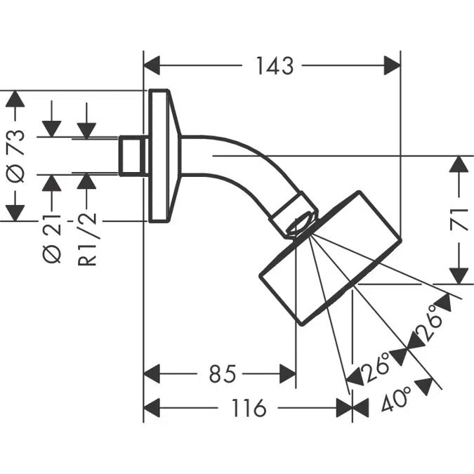 AXOR One Overhead shower 75 1jet EcoSmart with shower arm