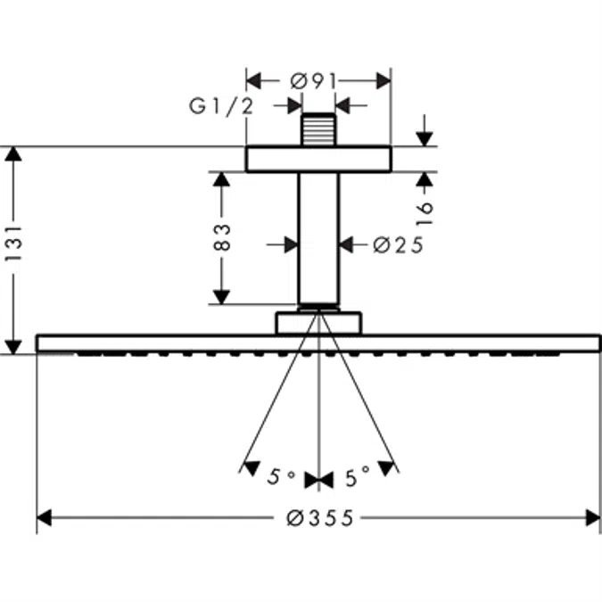 AXOR ShowerSolutions Overhead shower 350 1jet with ceiling connection 26035820