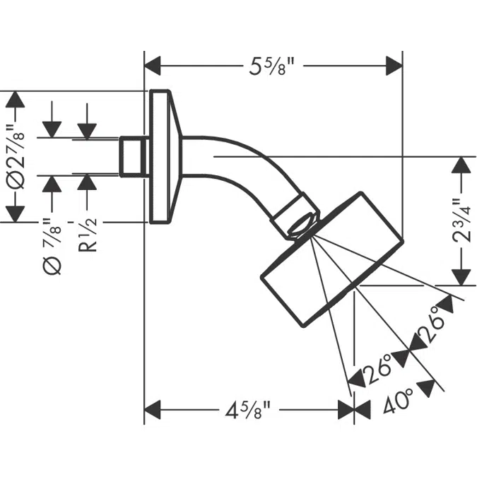 AXOR One Overhead shower 75 1jet 1.75 GPM with shower arm