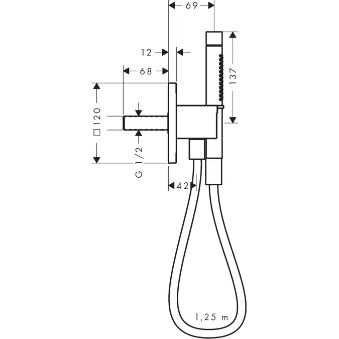 49626XXX AXOR Citterio C Porter unit 120/120 softsquare with baton hand shower 2jet and textile shower hose