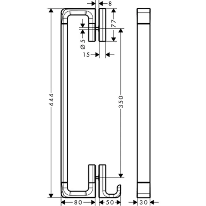 AXOR Universal shower door handle 444 chr.