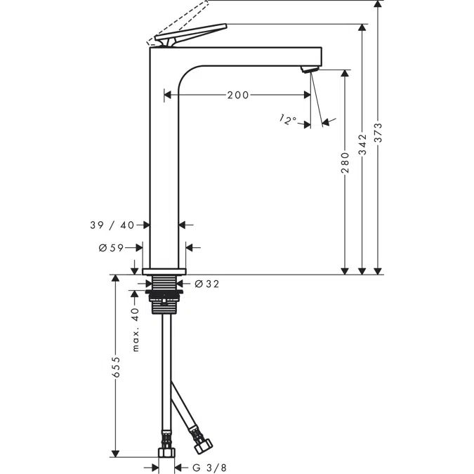 AXOR Citterio Single lever basin mixer 280 with lever handle for wash bowls with waste set