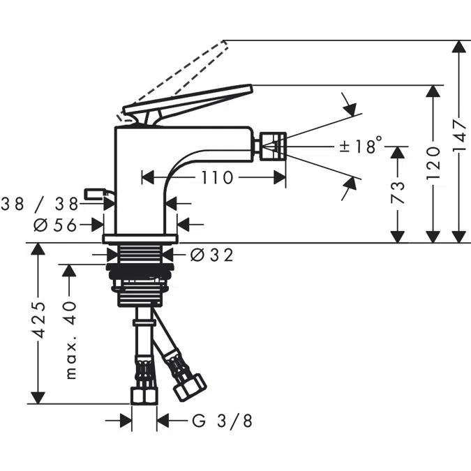 BIM objects - Free download! AXOR Citterio Single lever bidet mixer ...