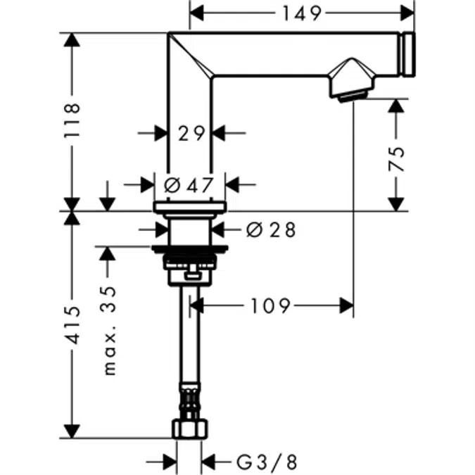 AXOR Uno Pillar tap Select 80 without waste set 45130820