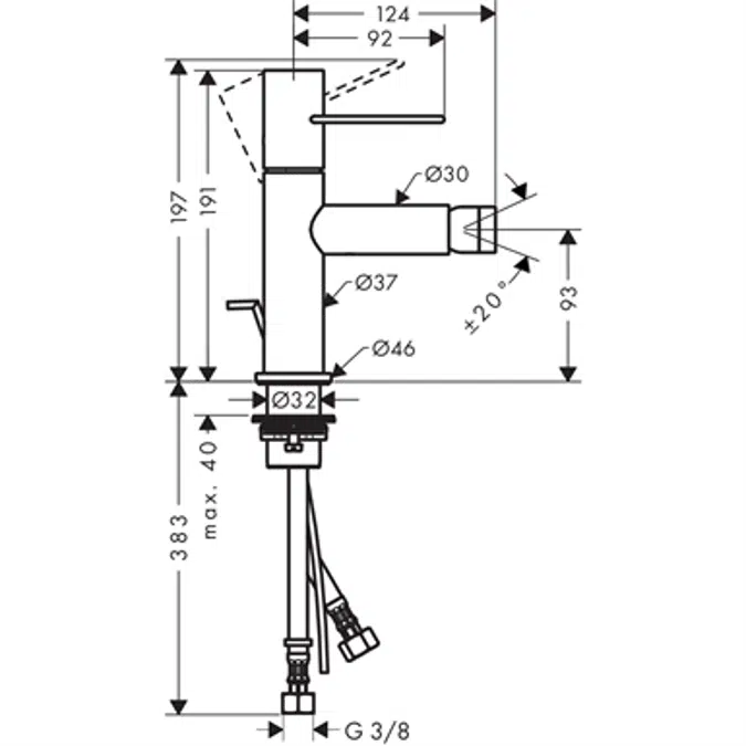 AXOR Uno bidet mixer loop chrome