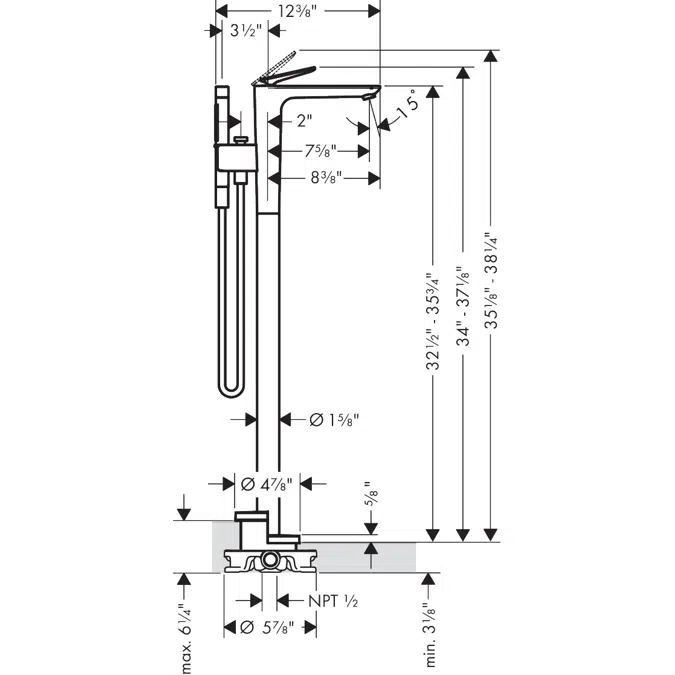 49441USA AXOR Citterio C Single lever bath mixer floor-standing - cubic cut