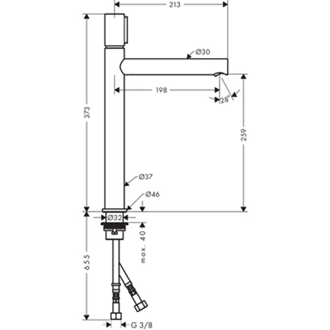 AXOR Uno Basin mixer Select 260 with waste set 45014820