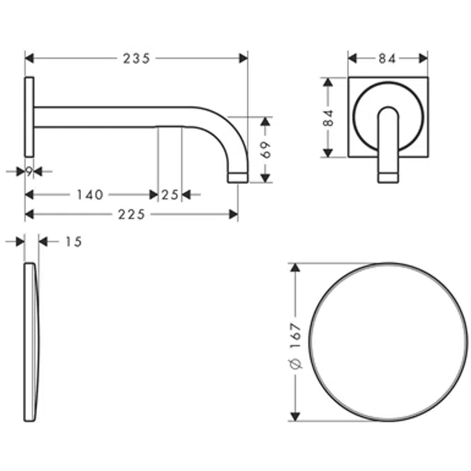 AXOR Uno 2 basin mixer electr.wall m.long