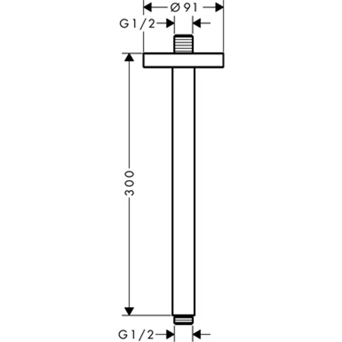 AXOR ceiling connector 300mm chrome
