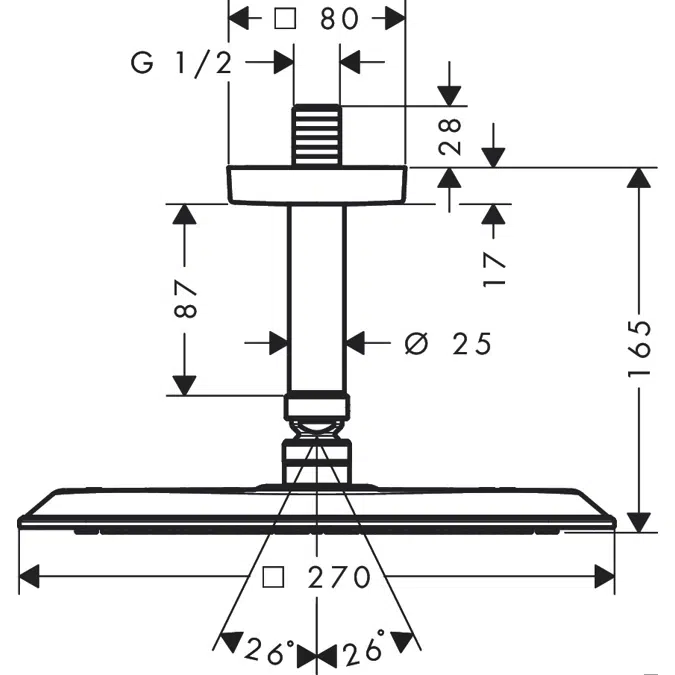 28793XXX AXOR Citterio C Overhead shower 270/270 1jet EcoSmart+ with ceiling connector