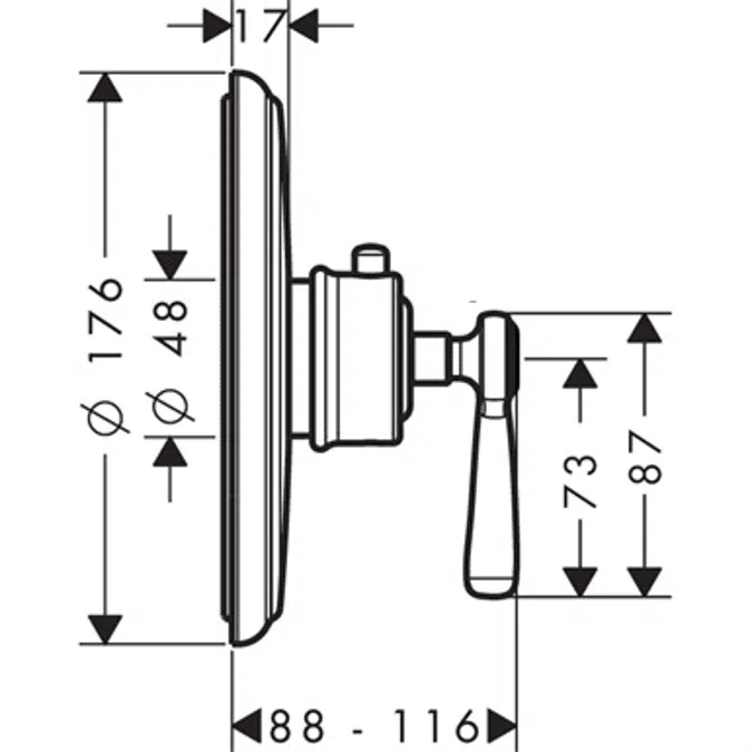 AXOR Montreux Thermostat for concealed installation with lever handle 16823820