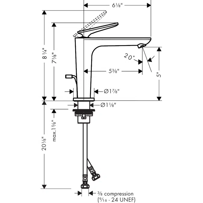 49031USA AXOR Citterio C Single lever basin mixer 125 with CoolStart and pop-up waste set - cubic cut