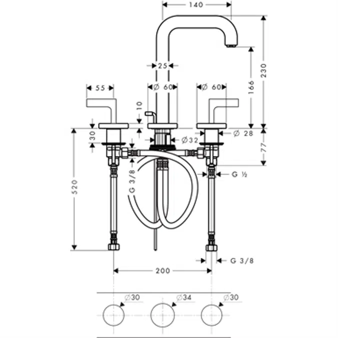 AXOR Citterio 3-hole basin mixer lever hdl