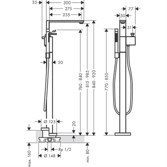 AXOR Edge bath mixer freest.chrome