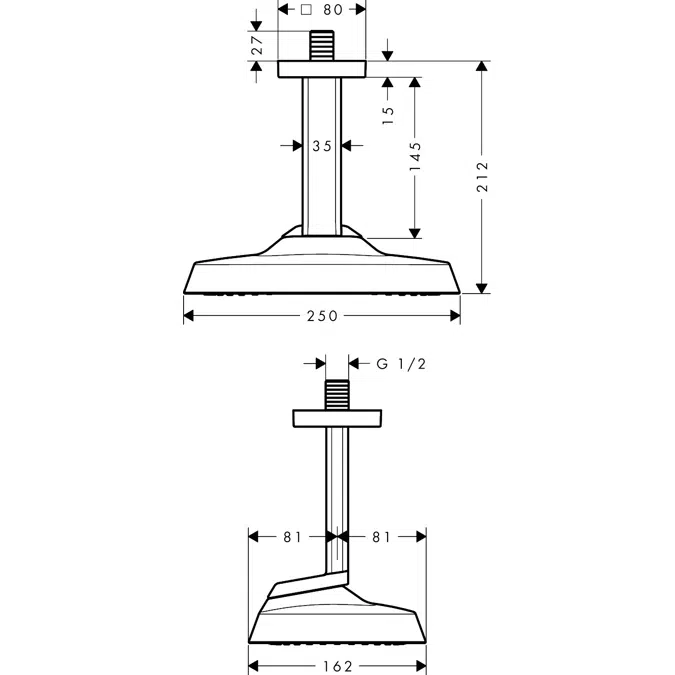 39763XXX AXOR ShowerSphere Overhead shower 250 1jet with ceiling connector
