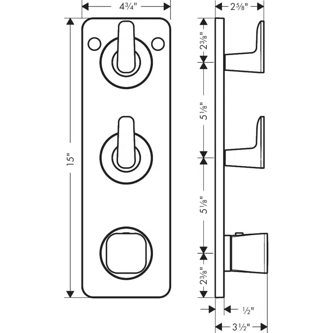 49700USA AXOR Citterio C Thermostatic module 380/120 for concealed installation for 2 functions