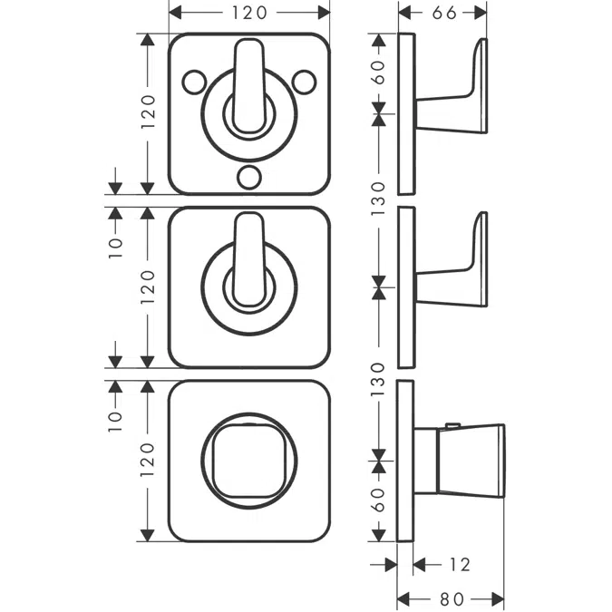 49710CHN AXOR Citterio C Thermostatic module 380/120 for concealed installation for 3 functions