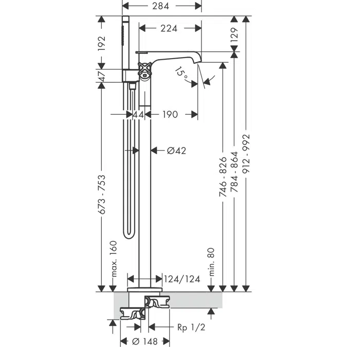 36416XXX AXOR Citterio E Bath thermostat floor-standing