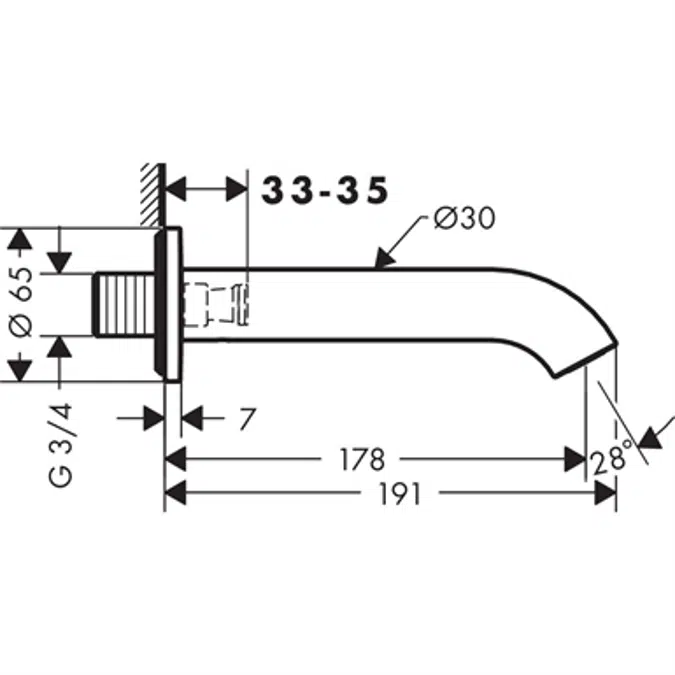 AXOR Uno Bath spout curved 38411820