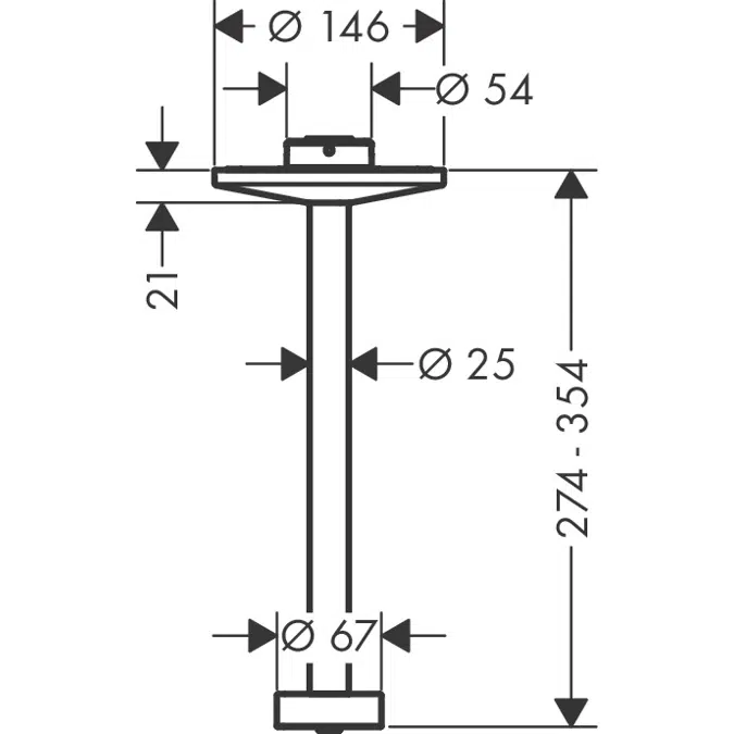 AXOR One Ceiling connector 300 mm for overhead shower 280 2jet