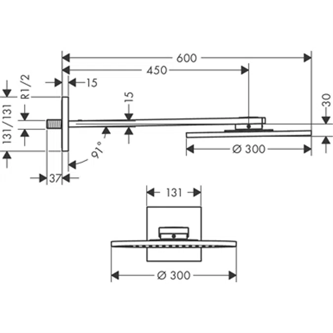 AXOR ShowerSolutions Kopfbrause 300 1jet mit Brausearm 35300000
