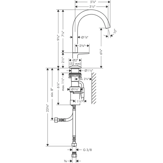48020USA AXOR One Basin mixer Select 170 without waste set