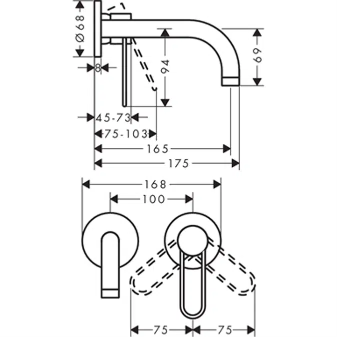 BIM objects - Free download! AXOR Uno 2-h.basin mixer short sp.loop chr ...
