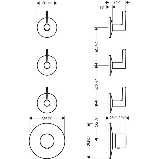 48723USA AXOR One Thermostatic module for concealed installation for 3 functions with lever handle