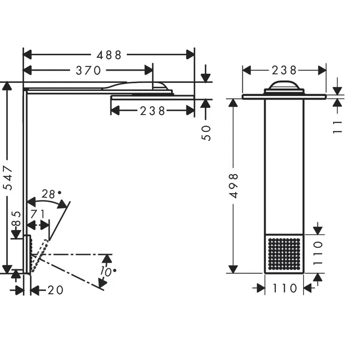 AXOR ShowerComposition Shower module 250/250 2jet with shoulder shower