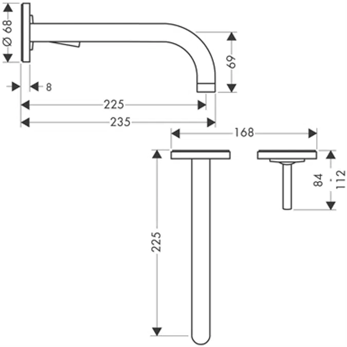 AXOR Uno mixer conc.spout 225mm chrome