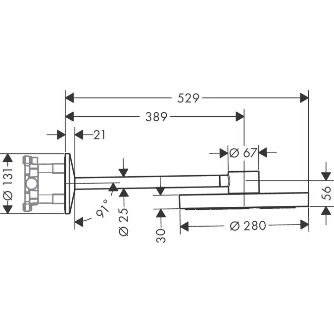 AXOR One Overhead shower 280 2jet with shower arm